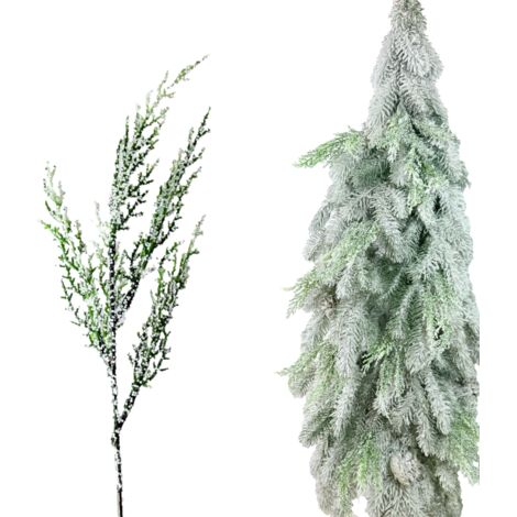 Eisgrüner Dekozweig mit Kristallen und Glitzer - Blätter für Dekorationen und Weihnachtsbäume 30 cm (1/5)