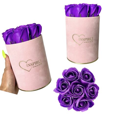Flowerbox Inspiruj - Rosa Box mit Seifenrosen - Nr. 4 Dunkelviolett (1/5)