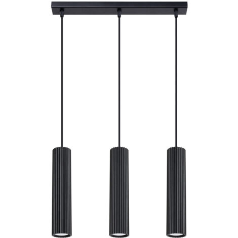 Carbon-Hängelampe 3 GU10 Schwarz Aluminium Sollux SL.1575