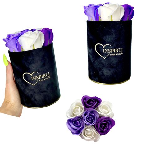 Flowerbox Inspiruj - Schwarze Box mit Seifenrosen - Nr. 7 Lila Mix (1/5)