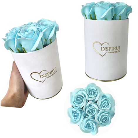 Flowerbox Inspiruj - Weiße Box mit Seifenrosen - Nr. 2 Hellblau (1/5)