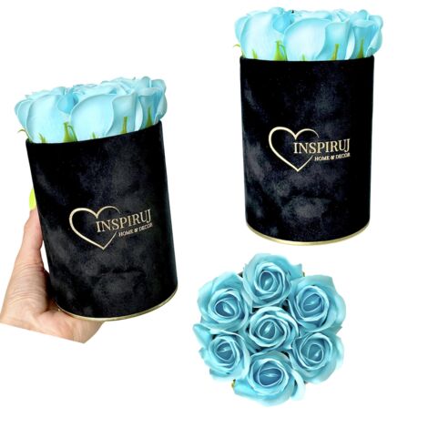 Flowerbox Inspiruj - Schwarze Box mit Seifenrosen - Nr. 2 Hellblau (1/5)