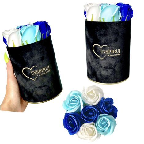 Flowerbox Inspiruj - Schwarze Box mit Seifenrosen - Nr. 3 Blue Mix (1/5)