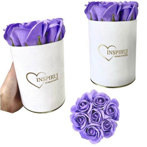 Flowerbox Inspiruj - Weiße Box mit Seifenrosen - Nr. 5 Lila (1/5)