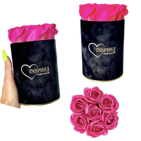 Flowerbox Inspiruj - Schwarze Box mit Seifenrosen - Nr. 8 Dunkelrosa (1/5)