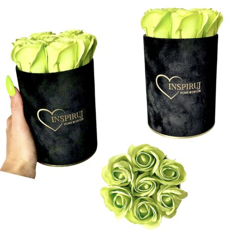 Flowerbox Inspiruj - Schwarze Box mit Seifenrosen - Nr. 15 Grün (1/5)