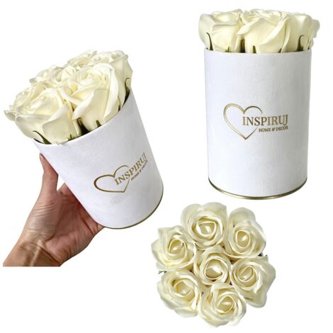 Flowerbox Inspiruj - Weiße Box mit Seifenrosen - Nr. 18 Creme (1/5)