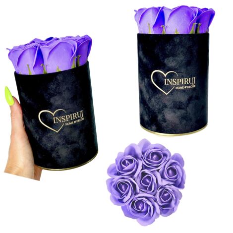 Flowerbox Inspiruj - Schwarze Box mit Seifenrosen - Nr. 5 Lila (1/5)