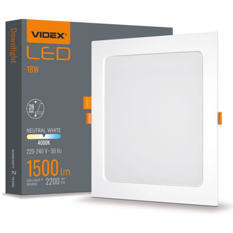 Einbauleuchte quadratisch weiß 22,4 cm eingebaute LED 18W DownLight Videx 4000K 2200lm