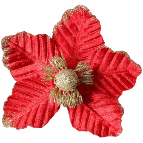 Rot-goldene Magnolie auf einem Spieß - Blumen für einen Weihnachtsbaum 19,5 cm (1/5)