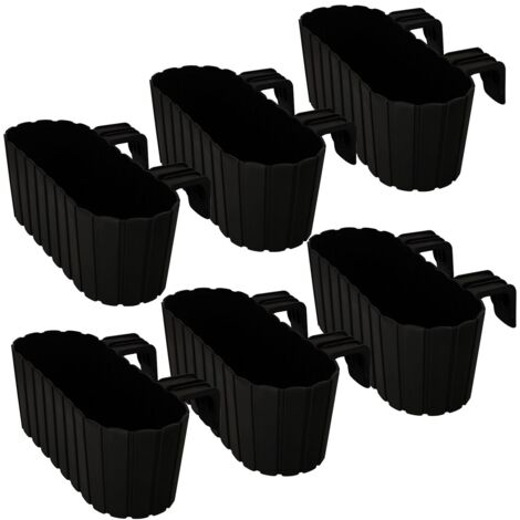 KOTARBAU® Balkonkasten Blumentopf für Geländer oval rustikal anthrazit 400 mm 6er Set