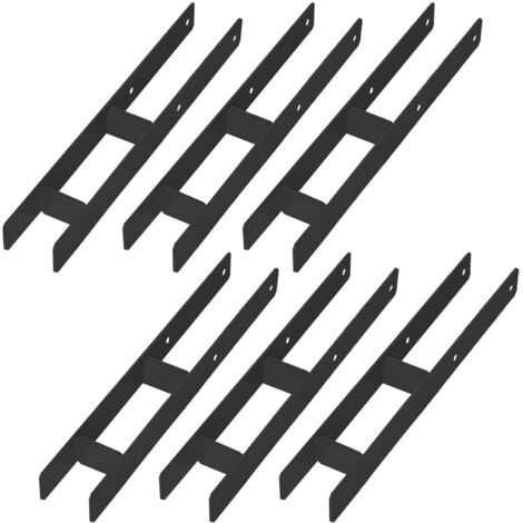 KOTARBAU® H-Säulenfuß für Wandeinbau Konsolenanker Stahl schwarz verzinkt 80 mm 6er Set (1/5)