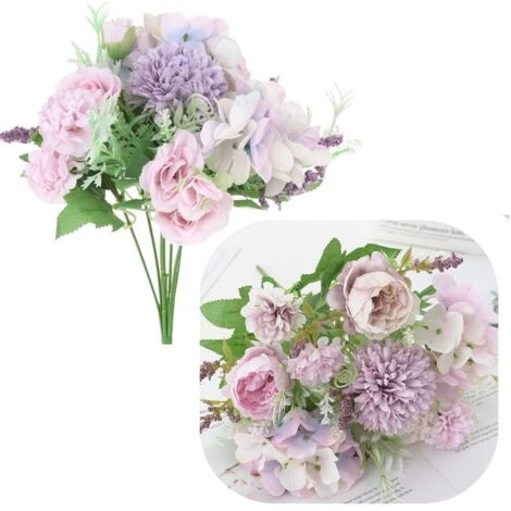 Chrysanthemen-Rosen, Kunstblumenstrauß für die Vase, Komposition, 32 cm, Violett (1/5)