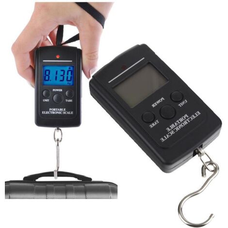 Elektronische Touristengepäckwaage, Angelwaage, manuell, LCD, mit Haken, 40 kg (1/5)