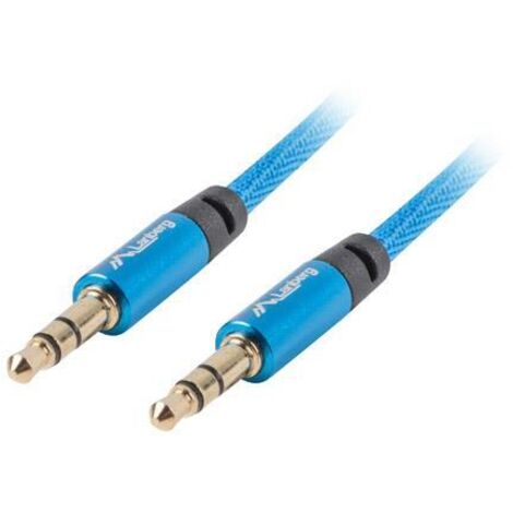 STEREOKABEL LANBERG CA-MJMJ-10CU-0010-BL VERGOLDETE 3,5MM KLINKENSTECKER GEFLOCHTENES KABEL 1 METER BLAU (1/4)