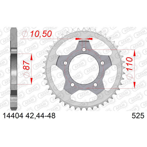 AFAM Stahl-Kettenrad hinten für 525er Kette, Code 14404-44
