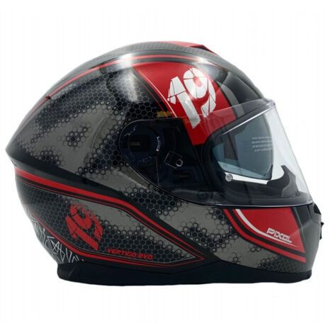 LAZER VERTIGO EVO Pixel Dark Motorradhelm (Farbe Schwarz - Rot) L