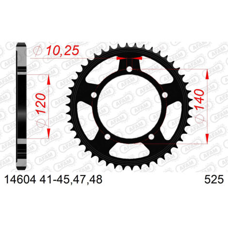AFAM Stahl-Kettenrad hinten für 525er Kette, Code 14604-42