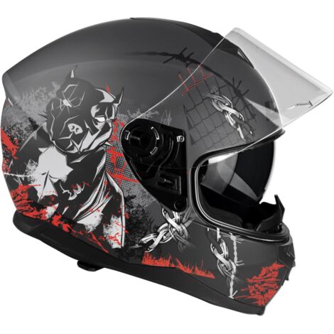LAZER VERTIGO EVO Pitbull Motorradhelm (Grau - Weiß) 2XL