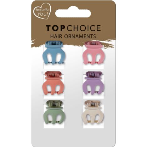 TOP CHOICE Haarspangen (20667) 1 Packung - 6 Stück - Mischung aus zwei Farbkombinationen