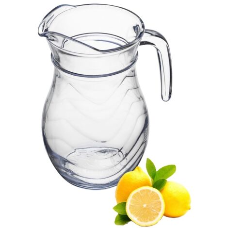 IRMA Glaskrug 1,2 l, geprägtes Wellenmuster, für Wasser, Säfte, Kompott, Getränke, Limonade, transparent, für Kaltgetränke, groß (1/3)