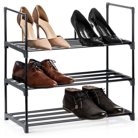 Shoe rack metal black 3 level 57x28x55 cm 88325