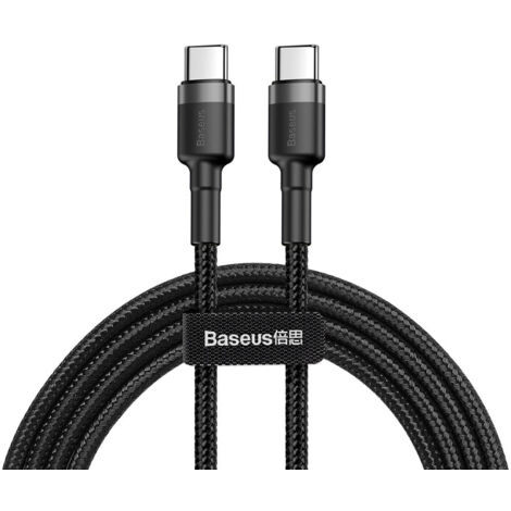 Robustes geflochtenes Kabel USB-C auf USB-C QC3 2 m – Schwarz und Grau (1/5)