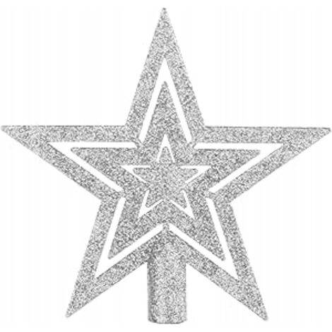 Spitze für den Weihnachtsbaum, 18 cm lang, silberner filigraner Stern (1/3)