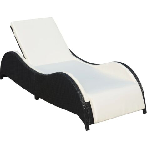 Sonnenliege mit Polsterauflage Poly Rattan Schwarz vidaXL (1/5)
