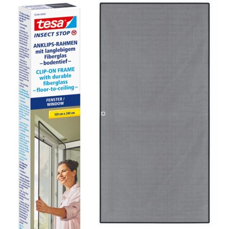 Tesa Insektenschutz Anklipsrahmen für Fenster 120 x 240 cm Insektenschutzgitter