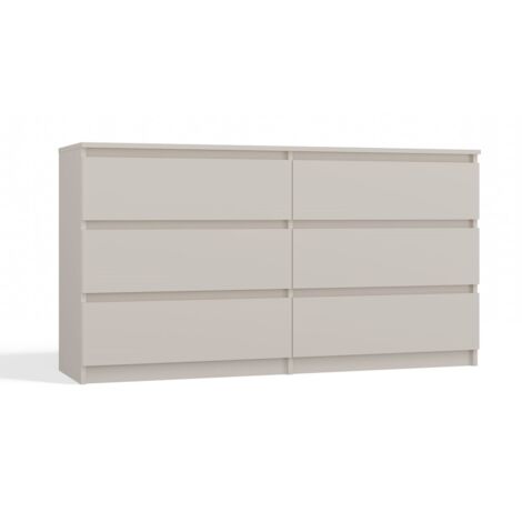 CDF Kommode Malwa M6 140  Farbe: Beige  Schrank für Dokumente, Kleinigkeiten  Ideal für Wohnzimmer, Schlafzimmer, Kinderzimmer, Jugendzimmer und Büro  6 geräumige Schubladen