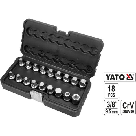 Schlüsselsatz für Ölablaßschrauben 3/8" 18-teilig (1/5)