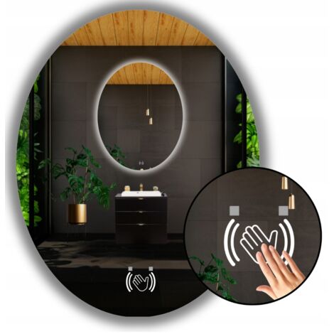Ellipse Oval LED-Spiegel 90x70 mit berührungslosem Sensorschalter (1/5)