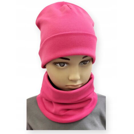 Set aus Mütze und Schal, Babygröße 74-80-86, Größe 40-44, Magenta