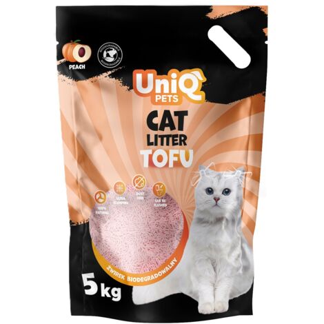 Uniq Pets Biologisch abbaubare Katzenstreu aus Tofu 12 l – 5 kg Verpackung – Pfirsich 12 l