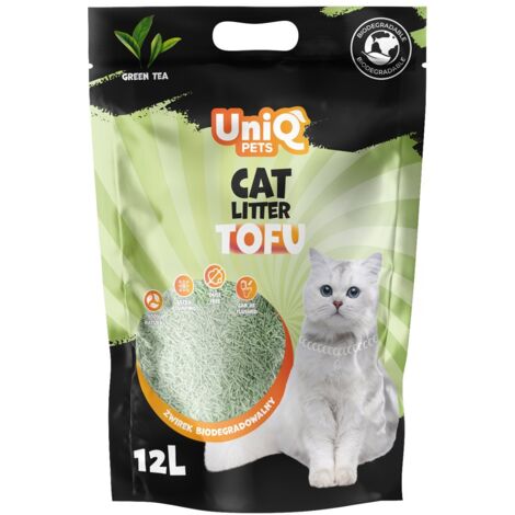 Uniq Pets Biologisch abbaubare Katzenstreu aus Tofu 12-Liter-Packung (5 kg) – Grüner Tee