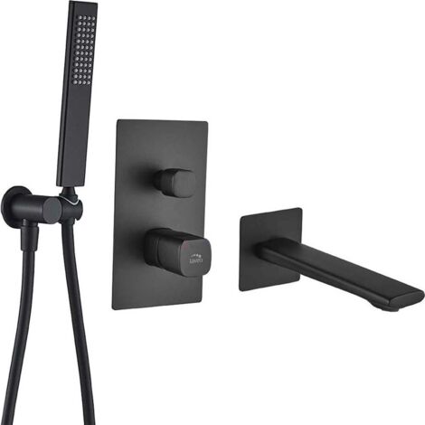 TORES Black Laveo Unterputz-Badewannenarmatur mit Duschset