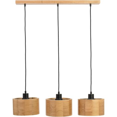Dreifache Holzpendelleuchte ANTILIA Kronleuchter EICHE (1/5)