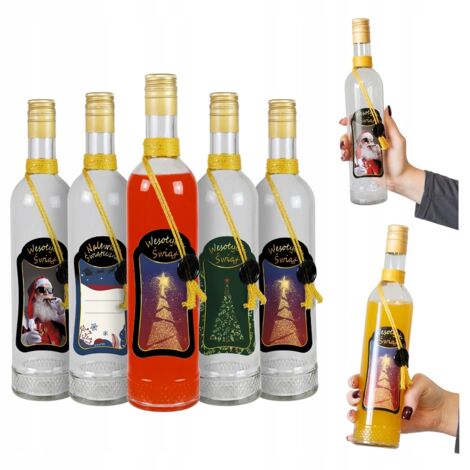10x Weihnachtsgeschenkflaschen aus Kristallglas, 500 ml, hochwertig dekoriert, für Tinkturen (1/5)