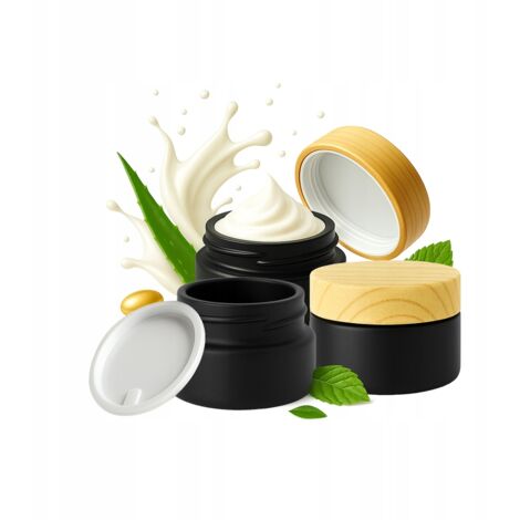 20 Glastiegel, schwarz matt, 5 g, für Creme-Balsam-Kosmetikproben (1/5)