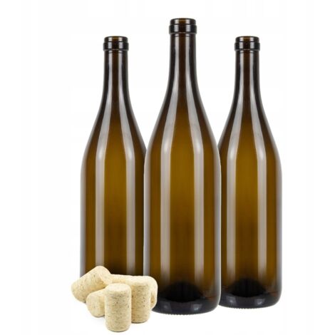 10 burgunderrote 0,75-Liter-Weinflaschen aus Glas mit Korken (1/5)