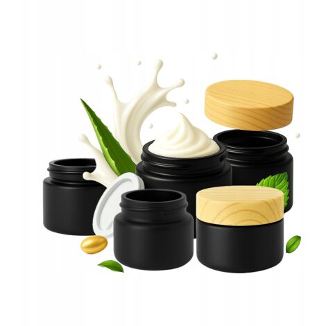 5x Glastiegel SCHWARZ MATT 10g für Creme, Balsam, Kosmetik, Salbe, Gel (1/5)