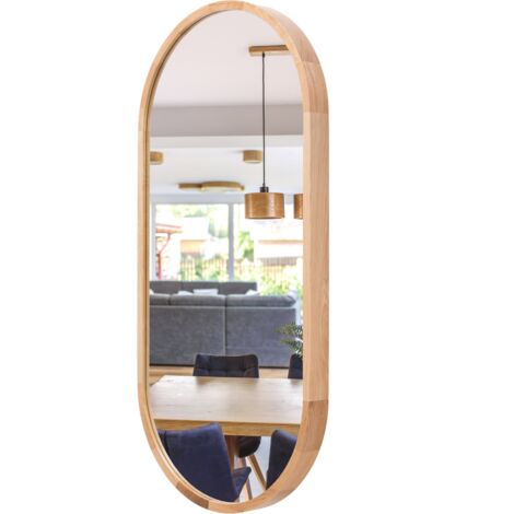 LEJA ovaler Wandbadezimmerspiegel in einem Eichenholzrahmen 100x58 STIL