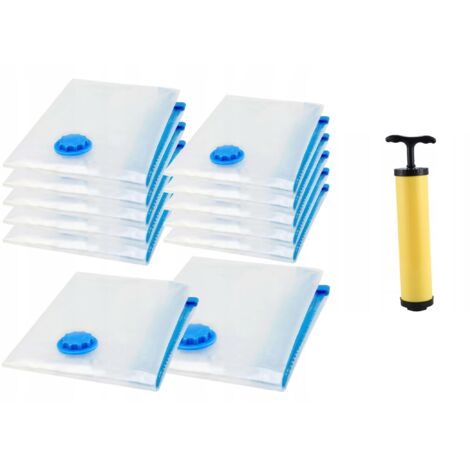 Vakuumbeutel für Kleidung und Bettwäsche, 12er-Set, 4 Größen, mit Pumpe