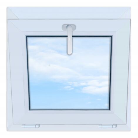 Weißes PVC-Fenster, kippbar, 60x60, neu, 600x600, von oben kippbar, doppelt verglast