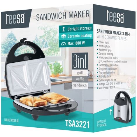 Teesa 800W Sandwichmaker, Grill, Waffeln, Toast (1/5)