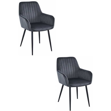 SOLDEN Stuhl – dunkelgrauer Samt / schwarze Beine x 2