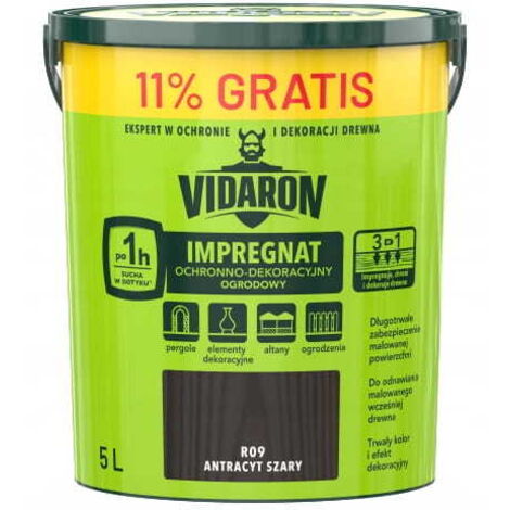 Vidaron Gartenimprägnierung 5L Anthrazitgrau schützend und dekorativ