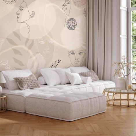 Beige Linienkunst-Tapete (1/5)