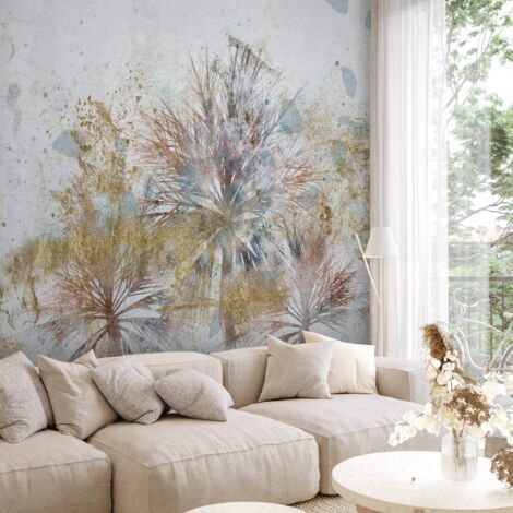 Papier peint - Palmiers gris - motif végétal dans une composition abstraite avec des motifs (1/5)
